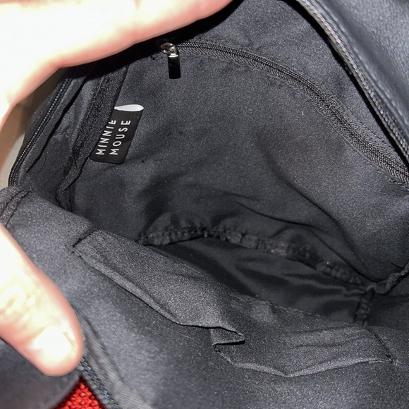 Leather backpack, a medium size black red bone on it, Minnie mouse - Picture 5 of 6